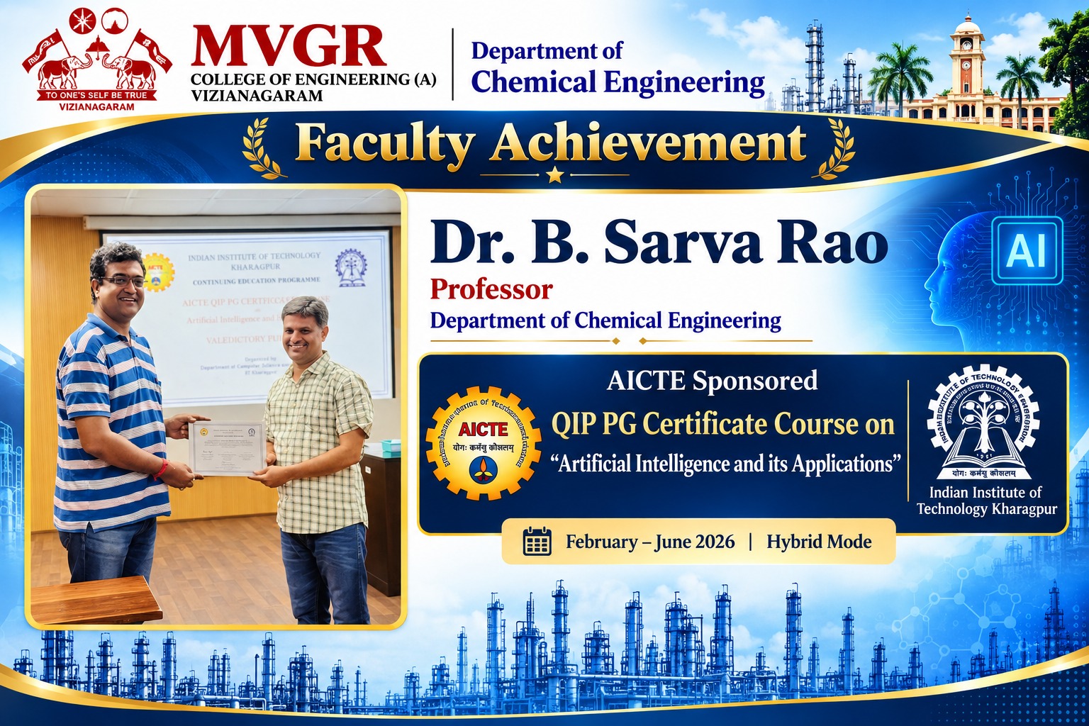 Faculty Achievement – Dr. B. Sarva Rao